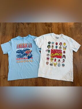 [BUNDLE OF 2] Marvel White Classic Heroes Graphic Tee 14-16 Boy